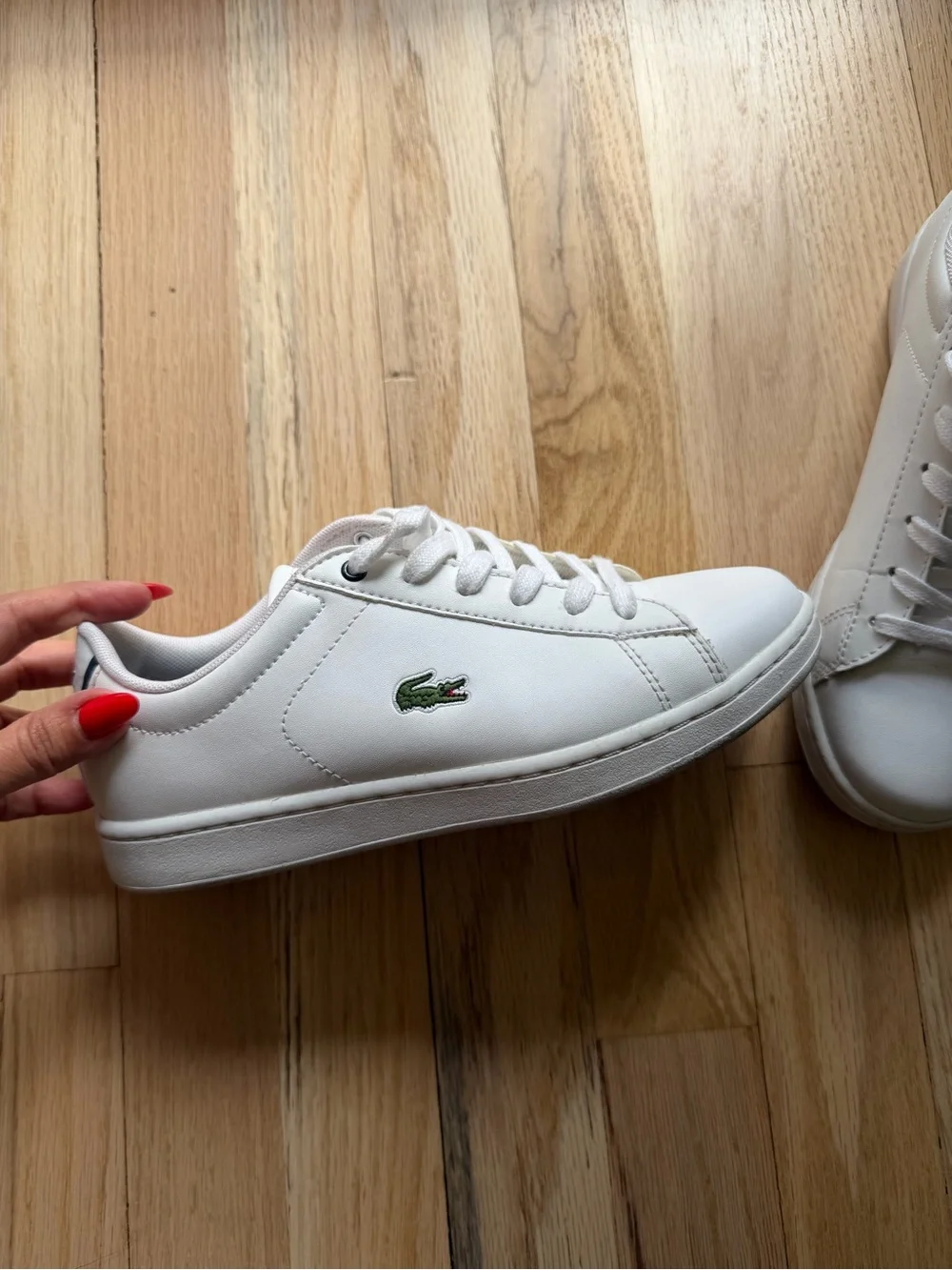 Lacoste White Sneakers with Green Crocodile Accent - Picture 4 of 8